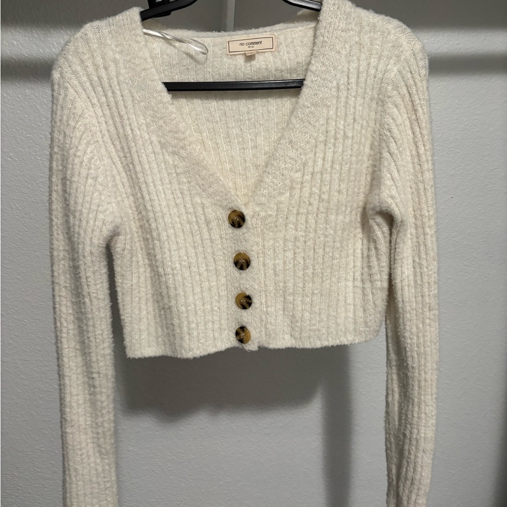BCBGeneration Ivory Ribbed Cardigan
